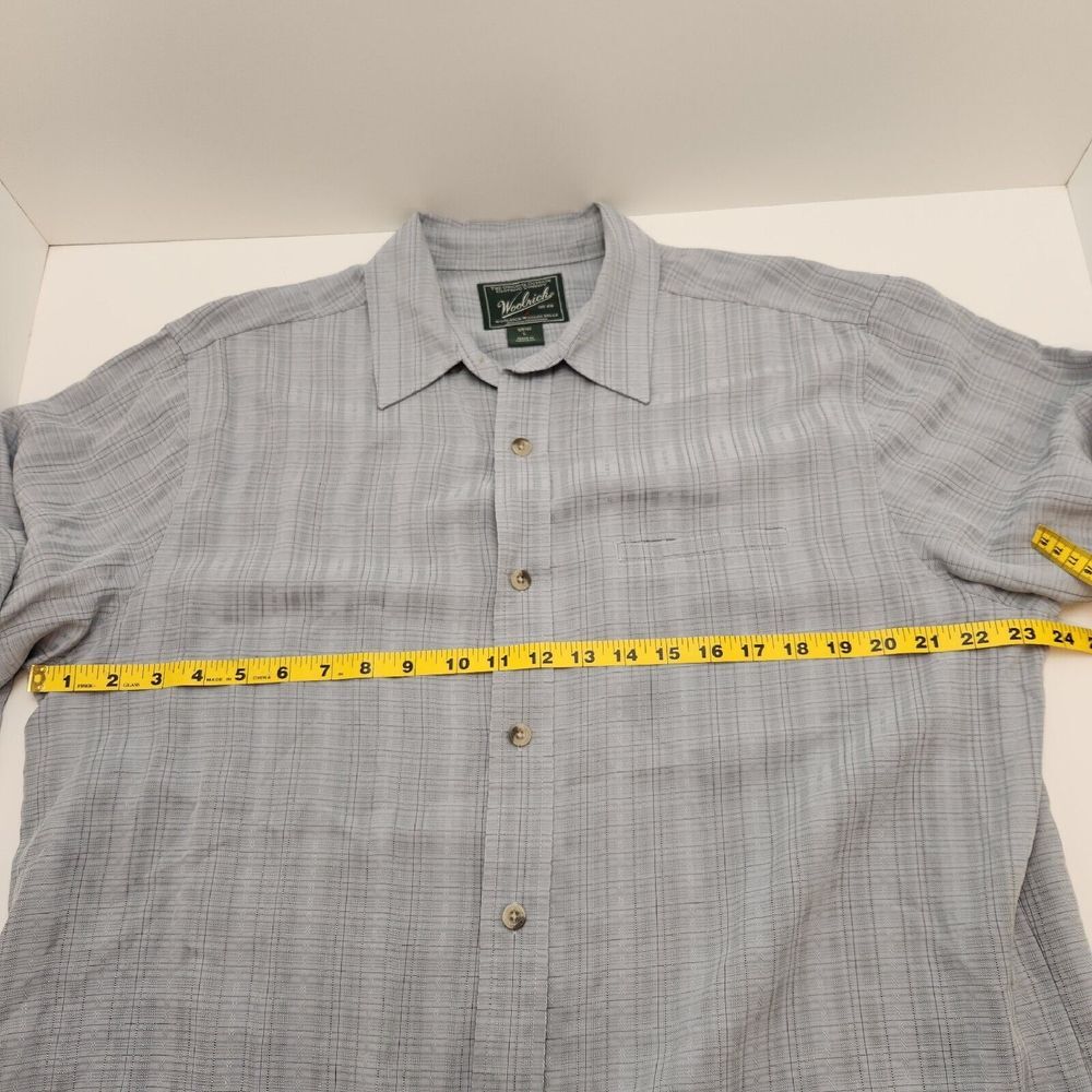 Woolrich Mens Button Down Size L Gray Short Sleeve Modal Breathable Shirt - Picture 9 of 10